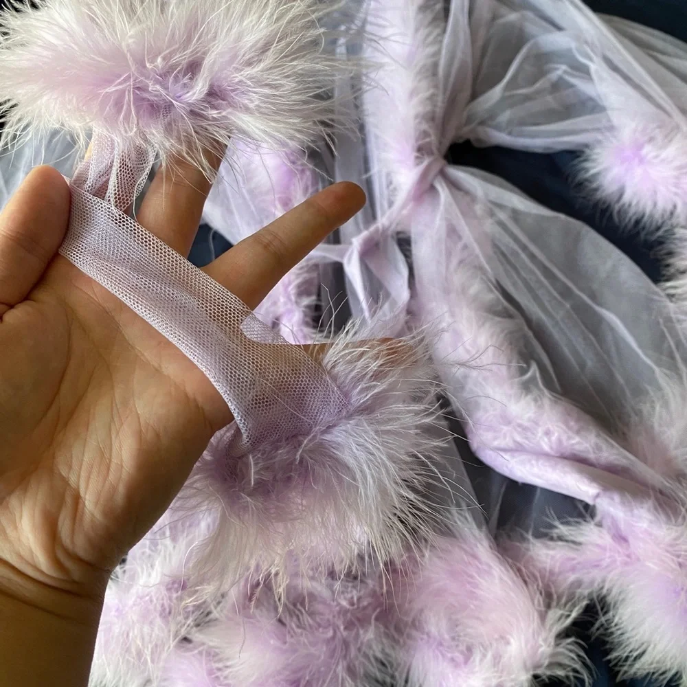 [SOLD] [NEW WITH TAG] Savage X Fenty Sheer Marabou Short feather Robe - M/L - Picture 4 of 9